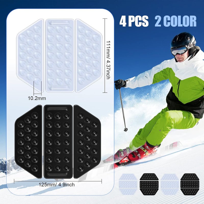 Kathfly 4 Pcs Snowboard Stomp Pads 3D Black and Clear Anti Slip Stomp Pad Mat for Men and Women Outdoor Sports to Enhance Snowboarding Skills - Image 3
